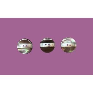 3 Mother Of pearl Striped Buttons Collectable Buttons